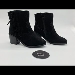 Lane Bryant Suede Fray Block Heel Ankle Boots - image 1